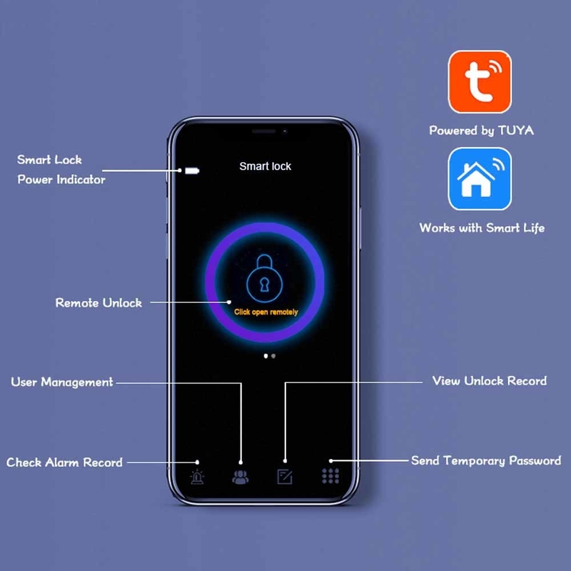 หน้าแรกสมาร์ทล็อคอัจฉริยะ Tuya Wifi App ความปลอดภัยล็อคประตูลายนิ้วมือดิจิตอล