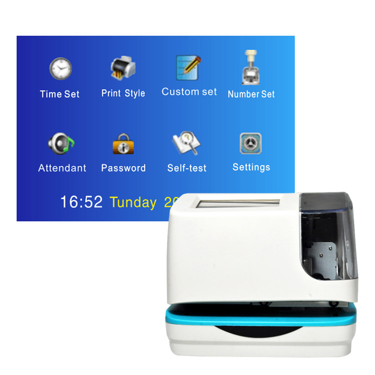 Automatic 5 Lines Electronic Date Time Stamp Machine หน้าจอสัมผัส TFT หลายภาษา