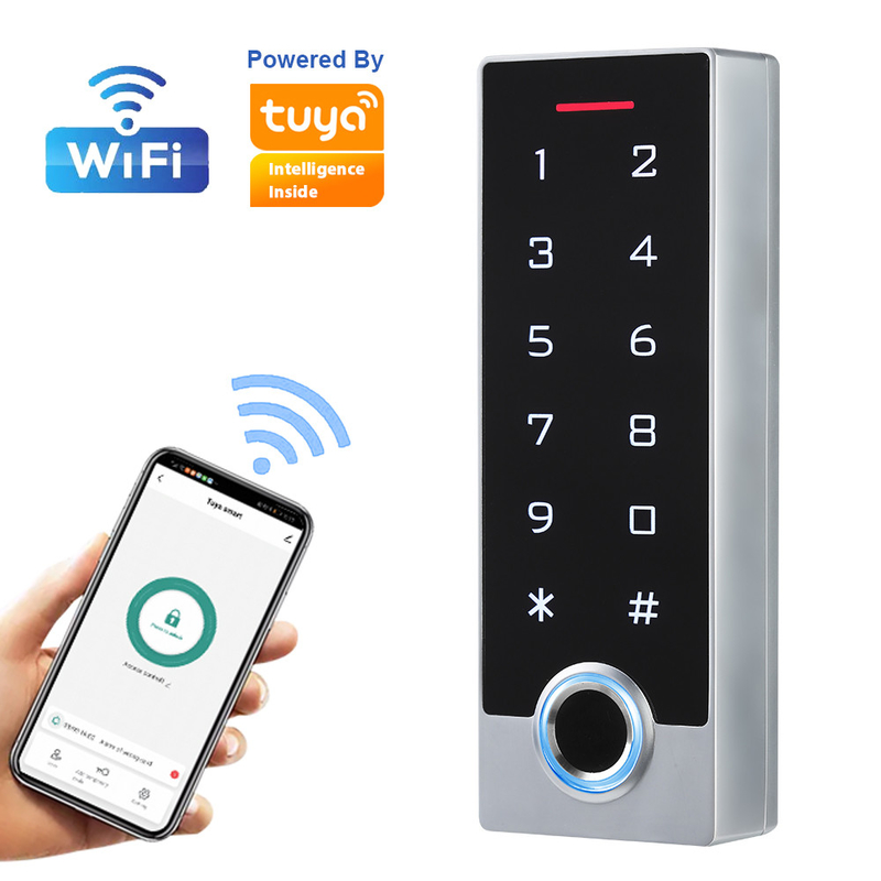 Tuya App Biometric ลายนิ้วมือควบคุมประตู RFID การ์ดกันน้ำ IP68 Touch Keypad