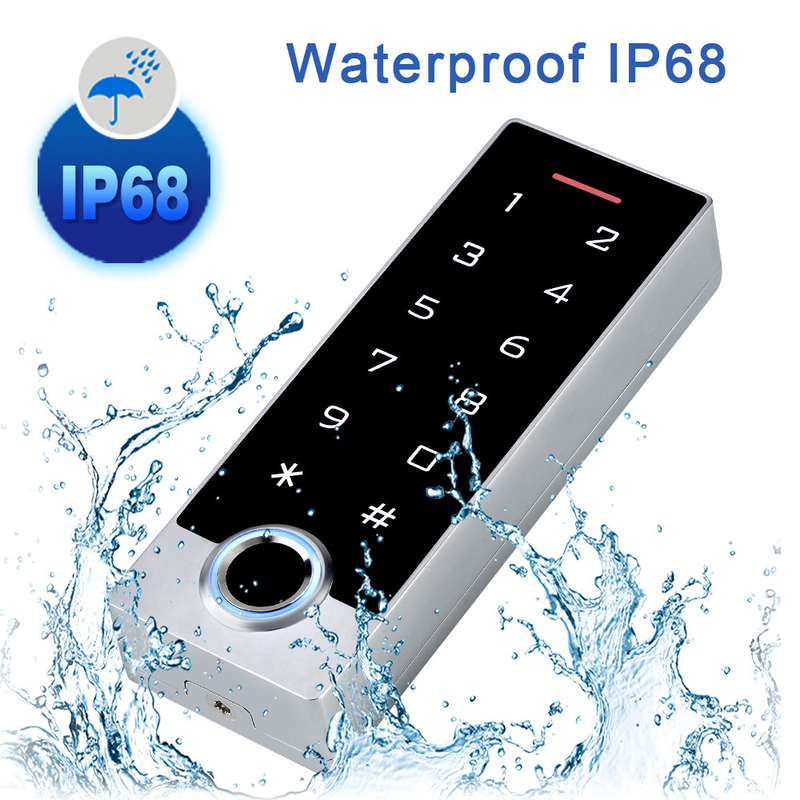 กันน้ำ IP68 หน้าจอสัมผัสปุ่มกดลายนิ้วมือควบคุมการเข้าถึงบัตร RFID ด้วย Wifi Tuya App
