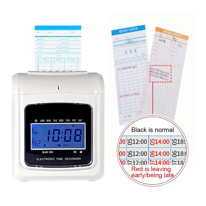 จอแสดงผล LCD เครื่องบันทึกเวลาแบบดิจิตอล เครื่องบันทึกเวลาสำนักงาน เครื่องตอกบัตร