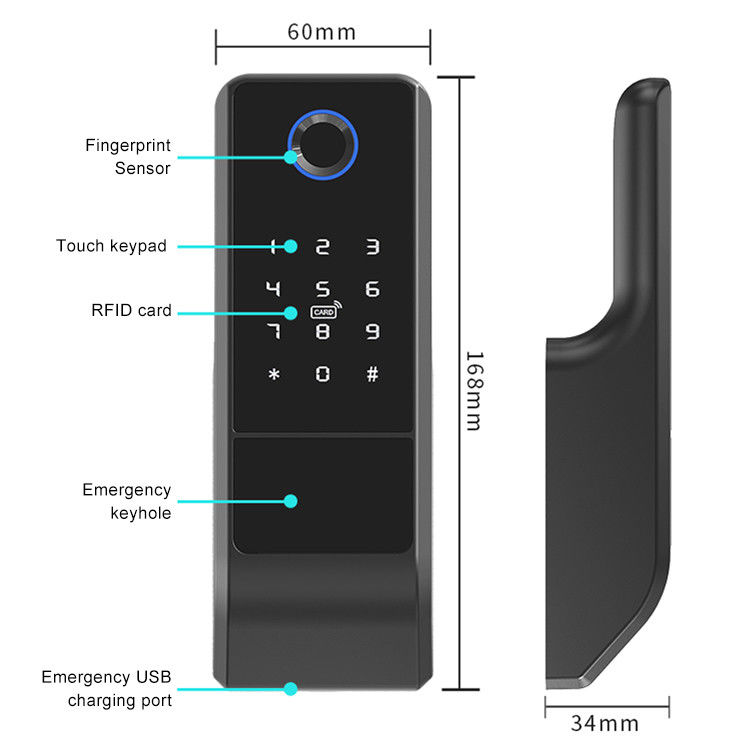 การรักษาความปลอดภัยภายในบ้านลายนิ้วมือ Tuya Smart Lock APP ล็อคประตู รีโมทคอนโทรล