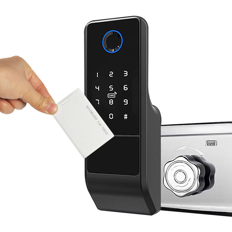 Tuya Wifi APP พิมพ์ลายนิ้วมือไบโอเมตริกซ์สมาร์ทประตู ล็อค ที่จับประตูด้วยลายนิ้วมือ Digital Keyless Lock