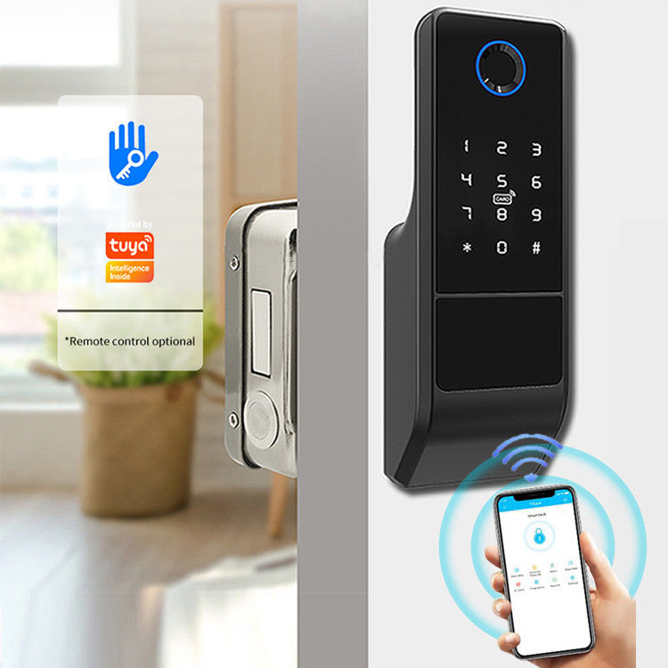 ลายนิ้วมือ Biometric Rfid Tuya Smart Lock WiFi APP รีโมทคอนโทรลสำหรับโรงแรม