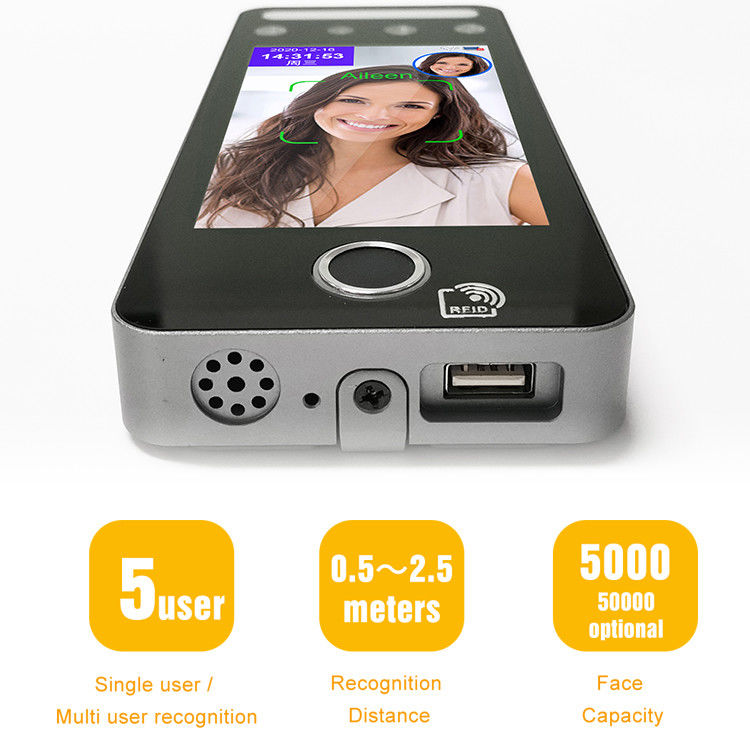 Touchless 5 นิ้วระบบควบคุมการเข้าถึงการจดจำใบหน้าเครื่องอ่านบัตร RFID