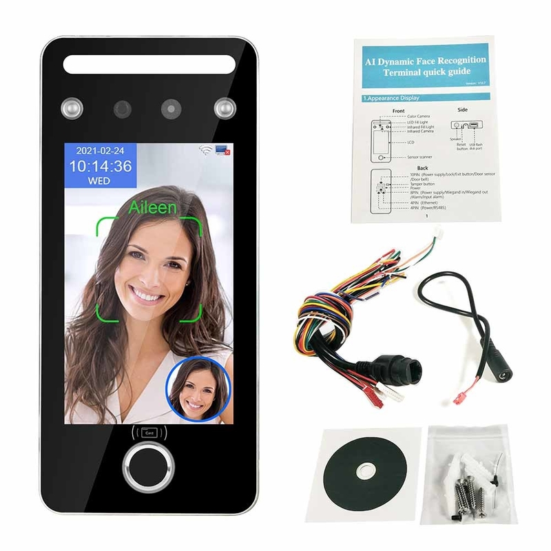 เครื่องสแกนลายนิ้วมือลงเวลา 5 นิ้ว Touchless Facial QR Code Reader