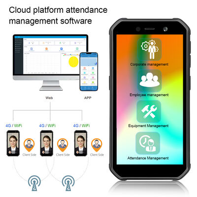เครื่องจํานองใบหน้าแบบ Android แบบกลางแจ้งแบบพกพา 4G สําหรับการเข้าร่วมเวลาของพนักงาน