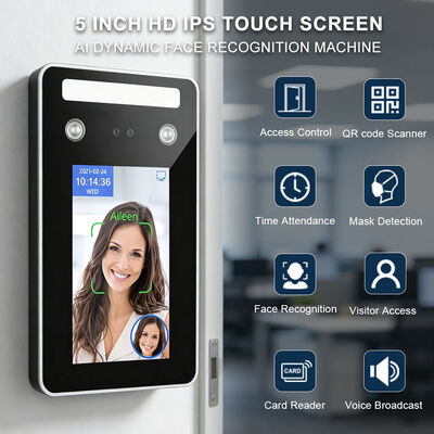 IP65 เครื่องรับรู้ใบหน้ากันน้ํา ประตูล็อค คํารหัส การ์ดการเข้าร่วม