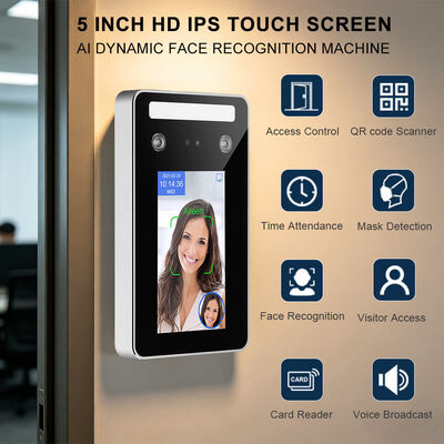 เทอร์มินอลการจํานองใบหน้าแบบไดนามิค AI กันน้ํา พร้อมการจํานองบัตร RFID โปรแกรมฟรี APP โทรศัพท์มือถือ
