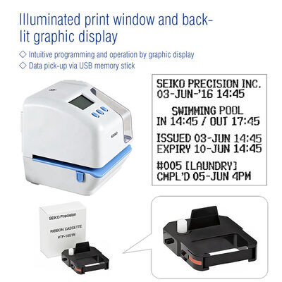 เครื่องประทับเวลา SEIKO TP-50 เครื่องบันทึกเวลาเอกสารพร้อมการสื่อสาร USB สำรองข้อมูลขณะไฟดับและการพิมพ์เวลาที่เปลี่ยนไป