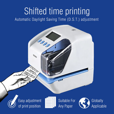 เครื่องประทับเวลา SEIKO TP-50 เครื่องบันทึกเวลาเอกสารพร้อมการสื่อสาร USB สำรองข้อมูลขณะไฟดับและการพิมพ์เวลาที่เปลี่ยนไป