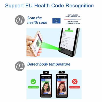 เครื่องสแกนอุณหภูมิระบบจดจำใบหน้าระบบ Linux ขนาด 8 นิ้ว European Italy Health Green Pass Scanner Reader